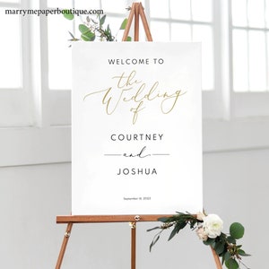 Wedding Welcome Sign Template, Elegant Gold, Demo Available, Editable & Printable Instant Download image 2