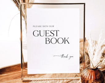 Guest Book Sign Template, Modern & Classic, Elegant, Please Sign Our Guestbook Sign, Printable, Editable, Templett INSTANT Download