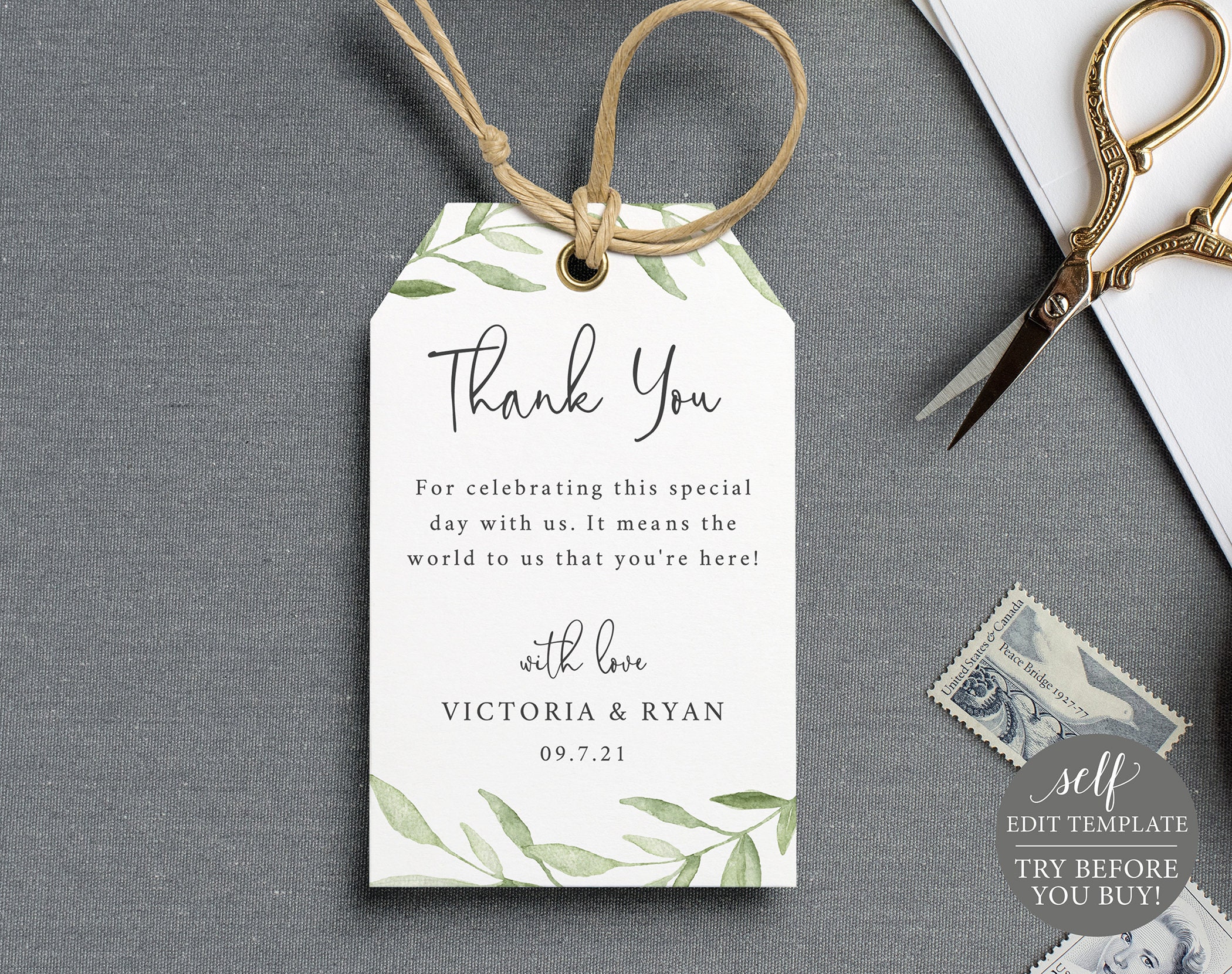 Thank You Favor Tag Template TRY BEFORE You BUY 100 Etsy