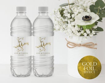 Wedding Water Bottle Label, Printable Water Bottle Label, Water Bottle Label Template, Wedding Label, PDF Instant Download, MM04-1
