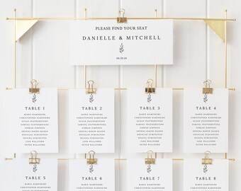 Seating Cards Template with Header Card, Try Before Purchase, Editable Instant Download, Formal Botanical