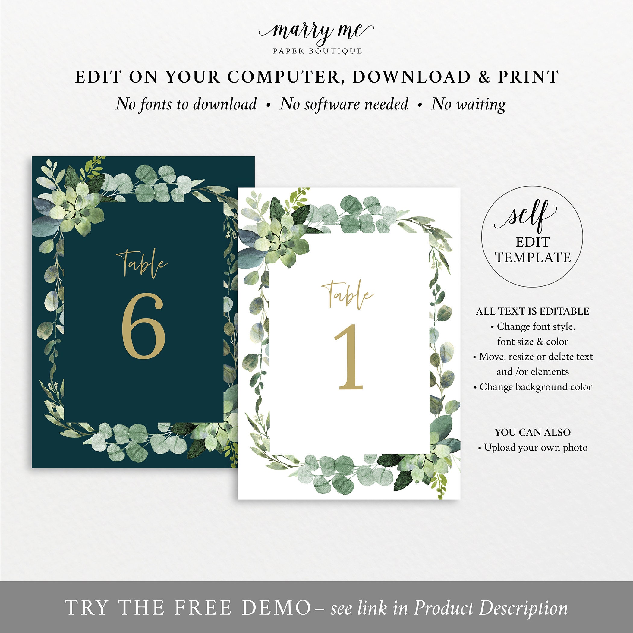 Table Number Cards Template