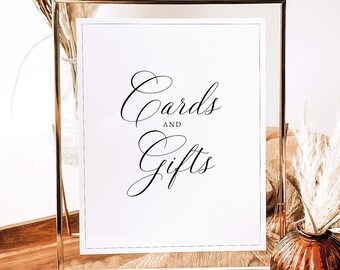Cards & Gifts Sign Template, Calligraphy Design, Editable, Wedding Gifts Sign, 8x10, Wedding Cards Sign, Templett INSTANT Download