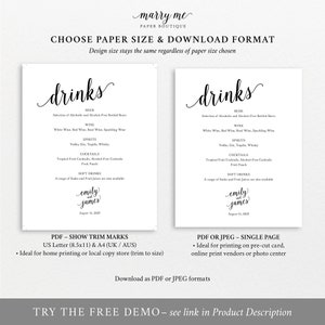 Bar Menu Template, Editable Instant Download, Modern Script, Try Before Purchase image 4