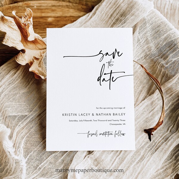 Save the Date Template, Modern Contemporary, Clean Simple Save Our Date Card, Printable, Editable, Templett INSTANT Download