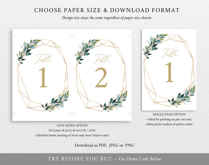 Table Number Template TRY BEFORE You Buy Editable Instant Download Wedding Printable