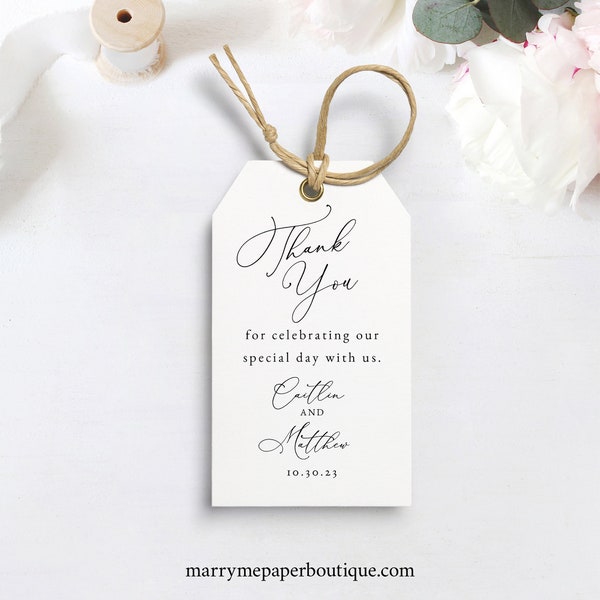 Wedding Favor Tag Template, Elegant Calligraphy, Tag Printable, Editable, Templett INSTANT Download