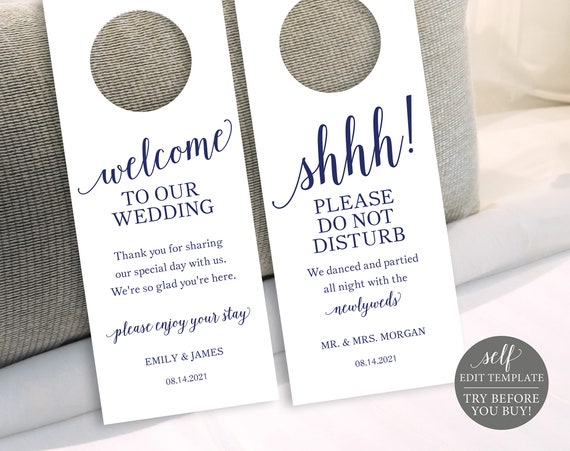 Navy Wedding Door Hanger Please Do Not Disturb Door Hanger Etsy