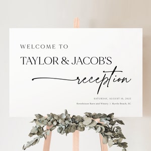 Reception Welcome Sign Template, Modern &amp; Classic, Editable, Welcome to ...
