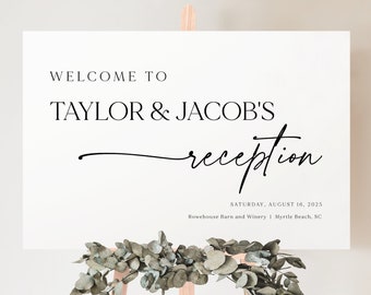 Reception Welcome Sign Template, Modern & Classic, Editable, Welcome to our Wedding Reception Sign, Printable, Templett INSTANT Download