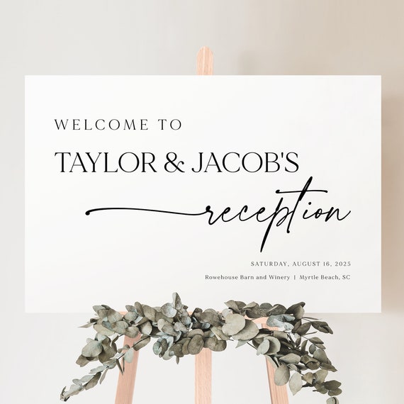 Reception Welcome Sign Template, Modern & Classic, Editable, Welcome to our Wedding Reception Sign, Printable, Templett INSTANT Download
