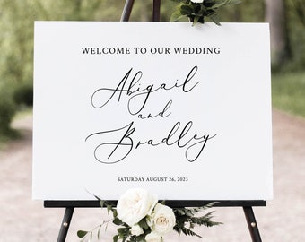 Wedding Welcome Sign Template, Try Before Purchase, Elegant Script, Editable Instant Download