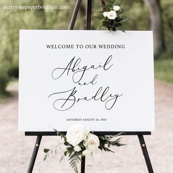 Wedding Welcome Sign Template, TRY BEFORE You BUY, Elegant Script, Editable Instant Download