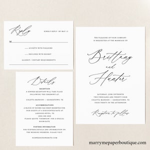 Wedding Invitation Templates, Try Before Purchase, Editable Instant Download, Stylish Script Font