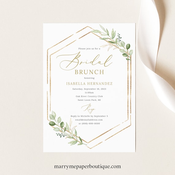 Paper Printable Elegant Bridal Shower Brunch Invite Bridal Brunch