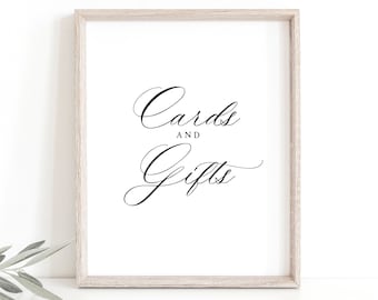 Cards & Gifts Sign Template, Elegant Classic Calligraphy, Wedding Table Sign, Printable, Templett INSTANT Download, Editable