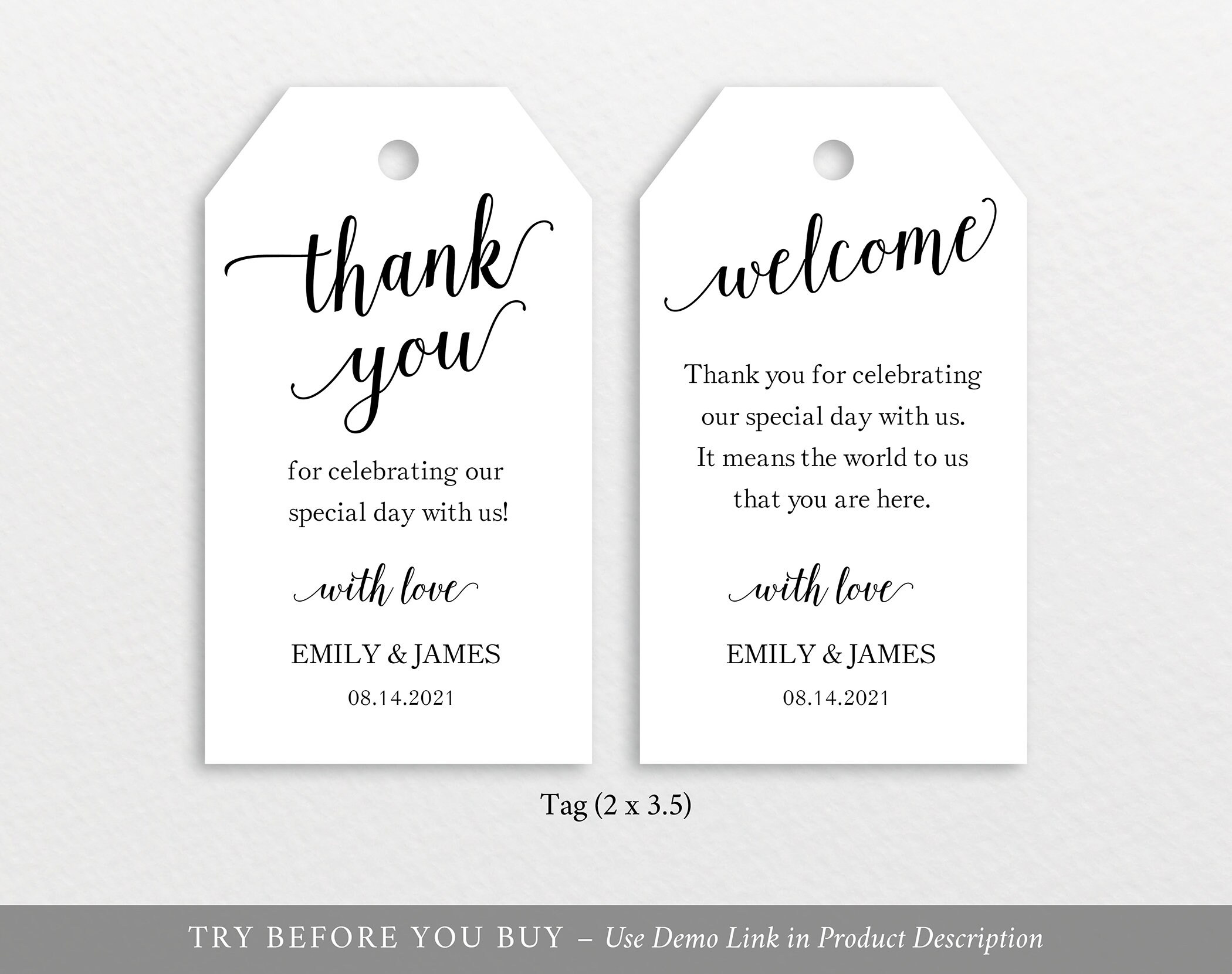 Wedding Favor Tag Template Editable Instant Download Modern Etsy