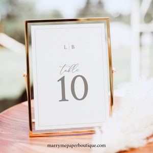 Table Number Template, Monogram & Border, Printable Table Number Sign,  Editable, Templett INSTANT Download