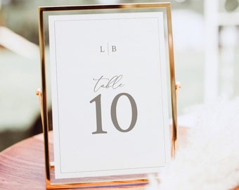 Table Number Template, Monogram & Border, Printable Table Number Sign,  Editable, Templett INSTANT Download