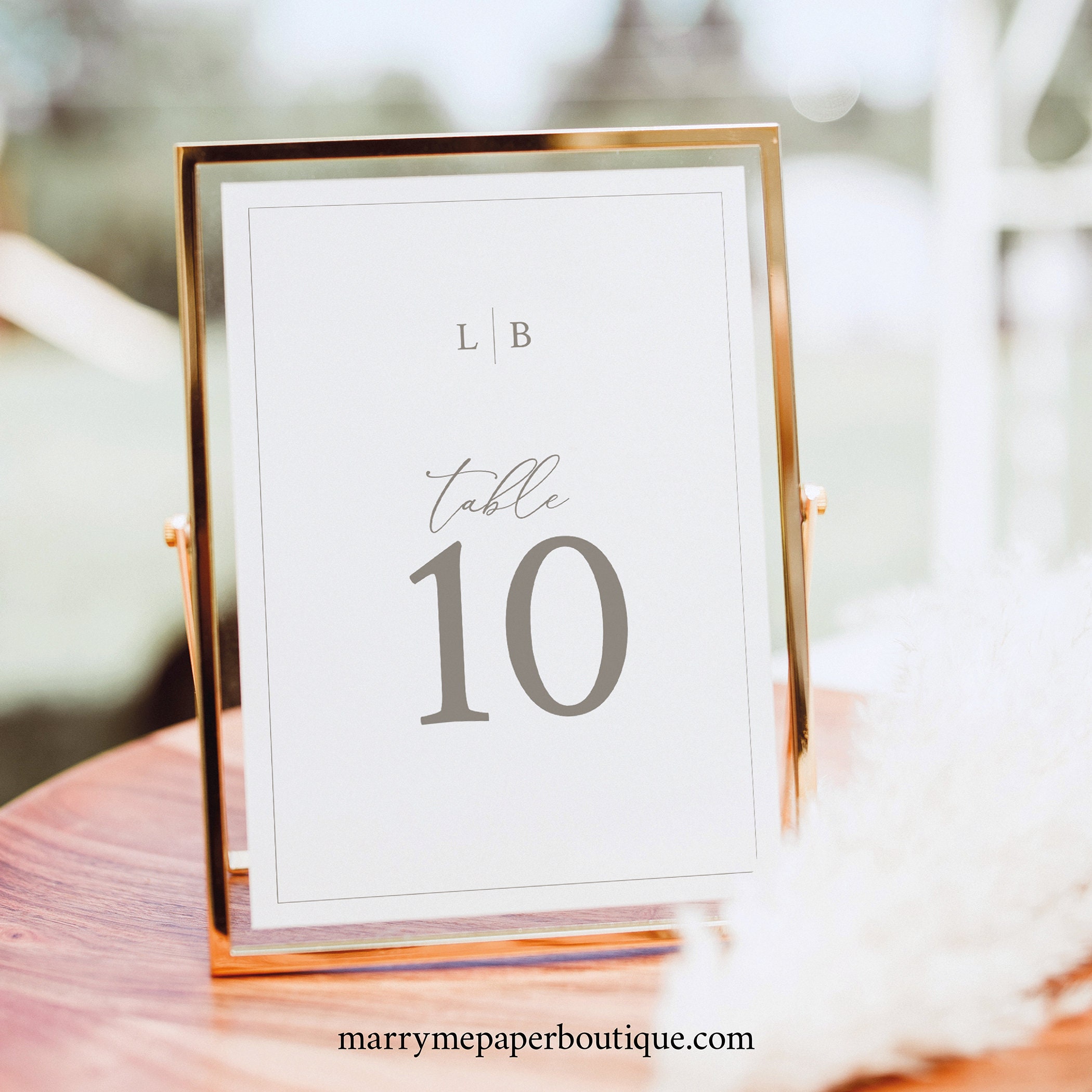 Table Number Template Monogram & Border Printable Table Etsy