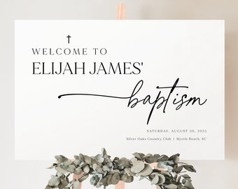 Baptism Welcome Sign Template, Modern & Classic, Editable, Welcome To The Baptism Sign Poster, Printable, Elegant, Templett INSTANT Download