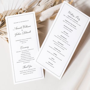 Wedding Program Template, Traditional Wedding Calligraphy & Border, Tall Wedding Ceremony Program, Printable, Templett INSTANT Download image 2