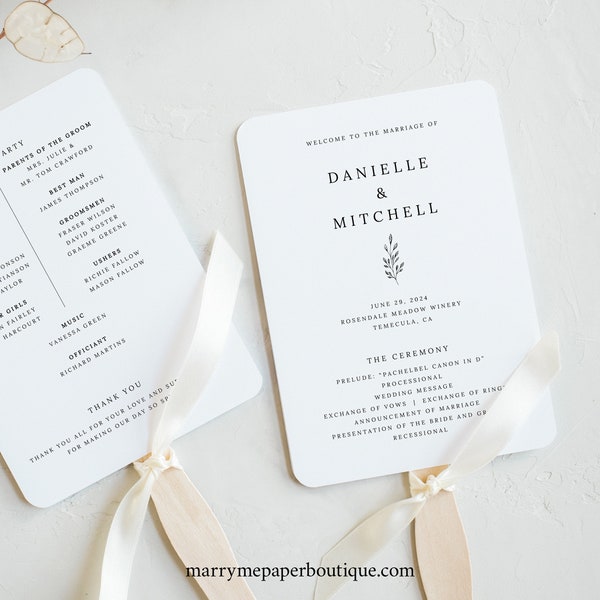 Wedding Program Fan Template, Editable Instant Download, Try Before Purchase, Formal Botanical