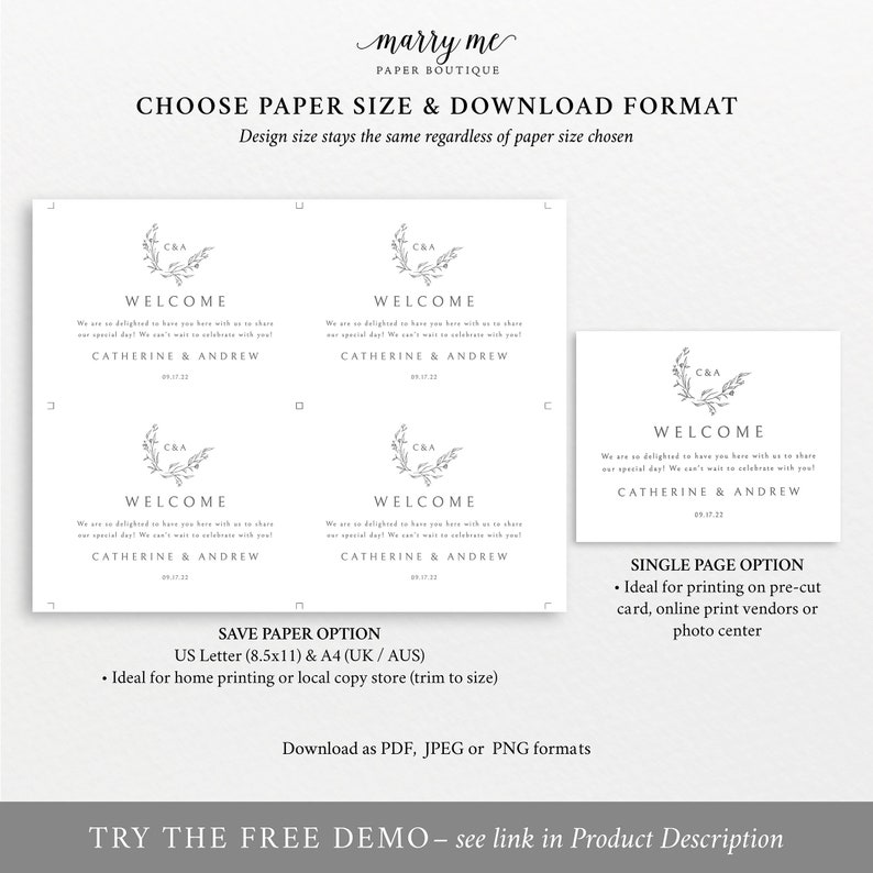 Guest Bag Label Template, Try Before Purchase, Editable Gift Bag Label Printable, Templett Instant Download, Elegant Monogram image 5