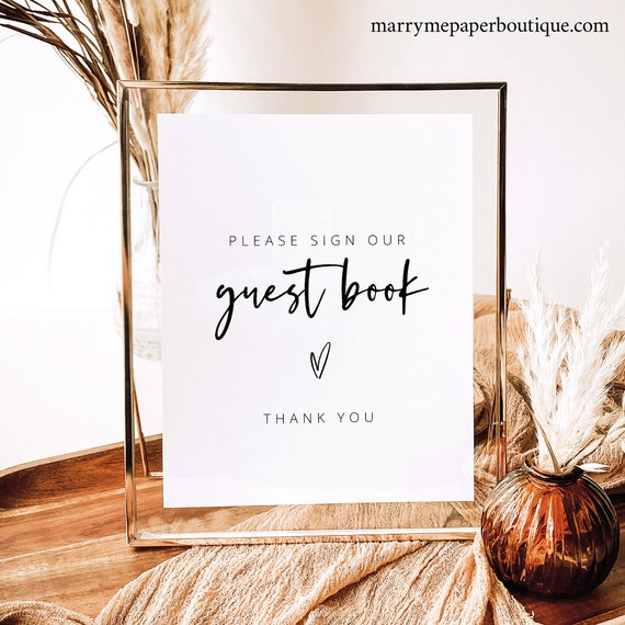 Please Sign Our Guest Book Sign Template, Love Heart, Modern, Guestbook Sign, Printable, 8x10, Editable, Templett INSTANT Download