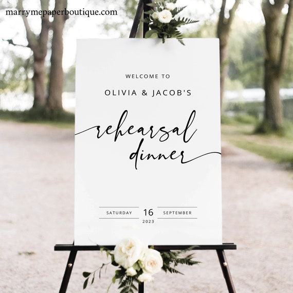 Rehearsal Dinner Welcome Sign Template, Modern Calligraphy, Printable Rehearsal Dinner Sign, Editable, Templett INSTANT Download, Portrait