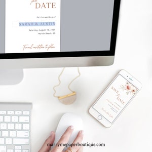 Digital Save the Date Text Invitation Template, Floral Boho, Editable, Electronic Save The Date Text Invite, Templett INSTANT Download image 3