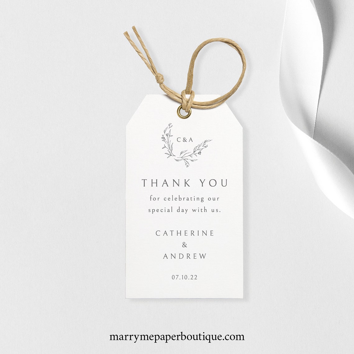 Favor Tag Template Elegant Monogram Editable &amp; Printable - Etsy