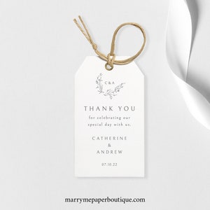 Favor Tag Template, Elegant Monogram, Editable &amp; Printable Tag ...
