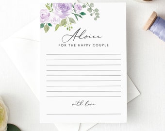 Advice Card Template, Try Before Purchase, Editable Instant Download, Lilac Floral