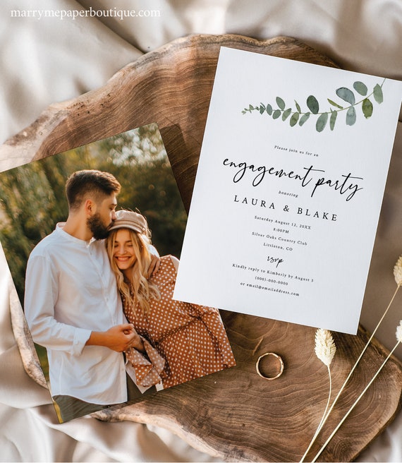 Engagement Party Invitation Template, Eucalyptus Greenery, 5x7, Editable Engagement Party Invite, Printable, Templett INSTANT Download
