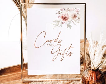 Wedding Cards & Gifts Sign Template, Elegant Floral Boho, Boho Cards and Gifts Sign Template, Printable, Editable, Templett INSTANT Download