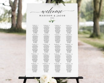 Seating Plan Template, Try Before Purchase,  Editable Greenery Wedding Poster Printable, Instant Download