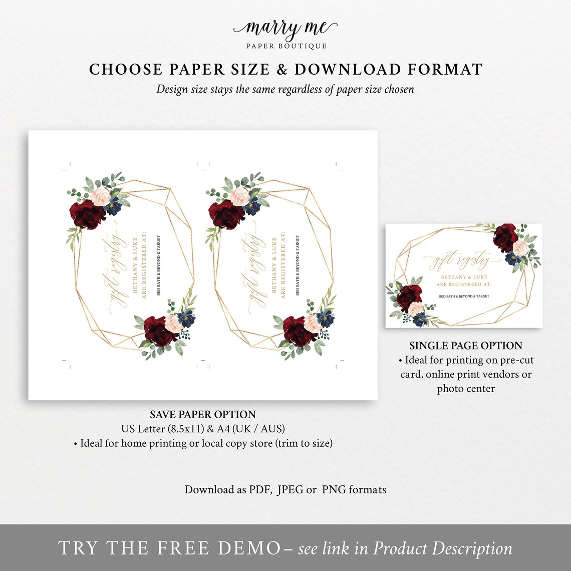 Wedding Registry Card Template Printable Editable Instant | Etsy