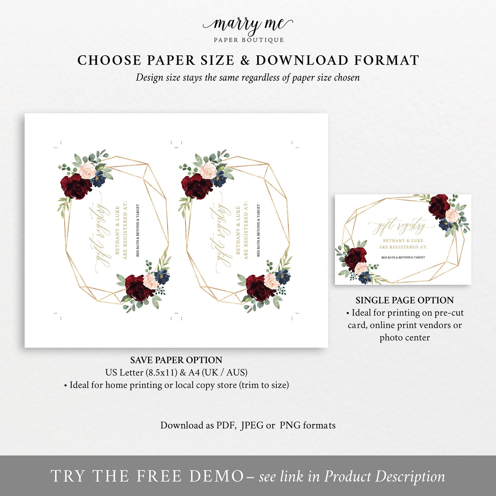 Wedding Registry Card Template Printable Editable Instant | Etsy