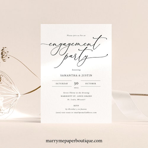 Classic Engagement Party Invitation Template Elegant Etsy