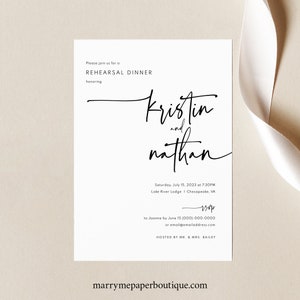 Rehearsal Dinner Invitation Template, Modern Contemporary, Simple Wedding Rehearsal Dinner Invite, Printable, Templett INSTANT Download