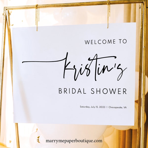 Bridal Shower Welcome Sign Template, Modern Contemporary, Simple Bridal Shower Sign, Printable, Editable, Clean, Templett INSTANT Download