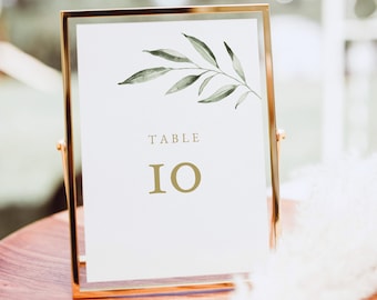 Table Number Template, Greenery Leaf, Editable Instant Download, Try Before Purchase
