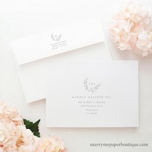 Envelope Address Template, Elegant Monogram, Templett Instant Download, Editable & Printable, Demo Available