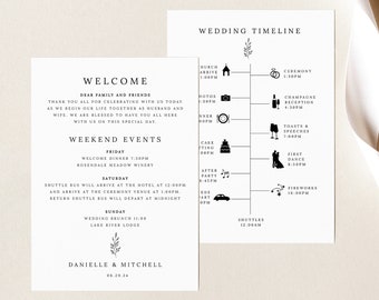 Wedding Timeline Template, Try Before Purchase,  Editable Instant Download, Formal Botanical