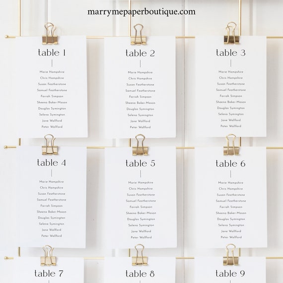 Seating Plan Cards Template, Minimalist Modern, Editable, Minimalist Wedding Seating Chart Cards, Printable, Templett INSTANT Download