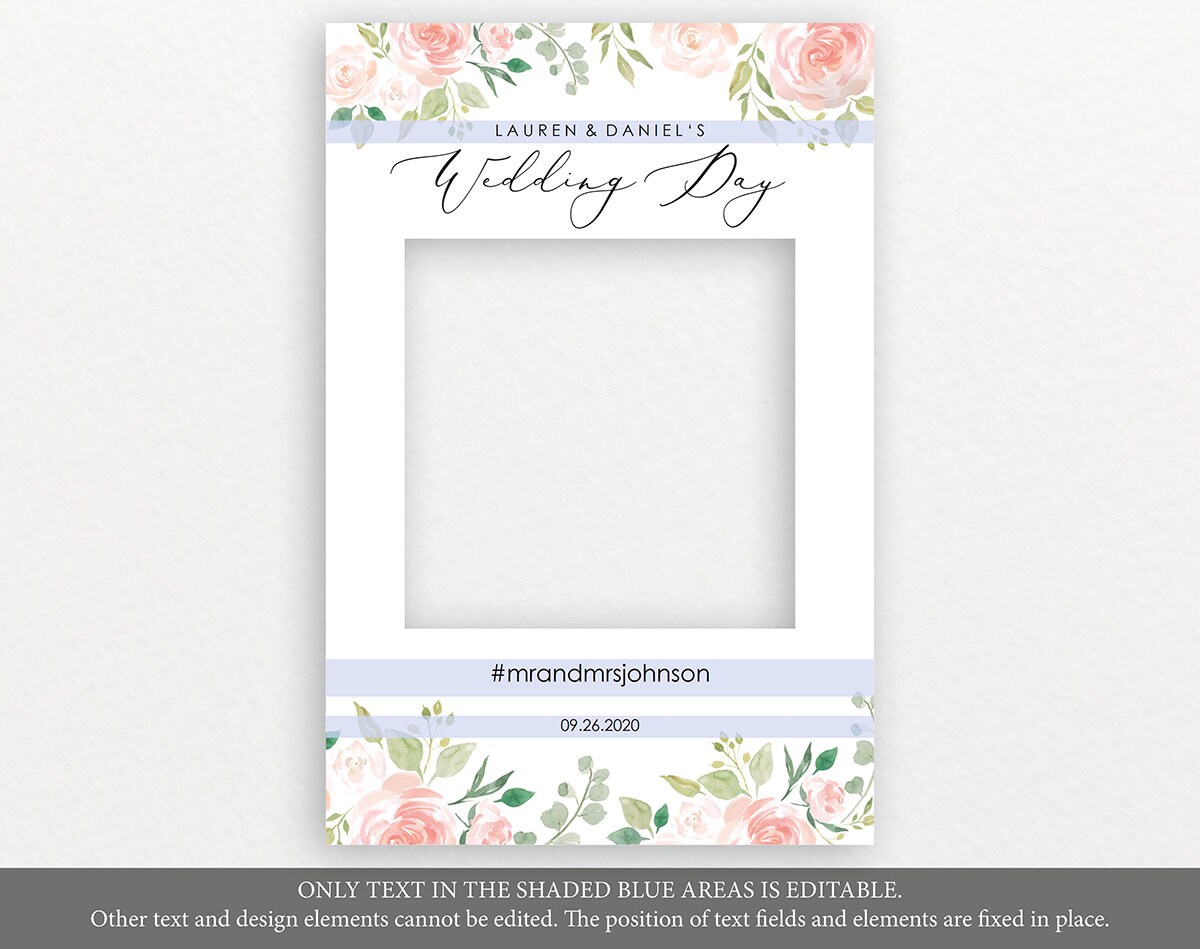Floral Wedding Photo Booth Frame Template, Wedding Selfie