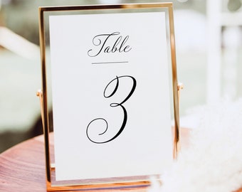 Table Number Template, Calligraphy, Traditional Wedding, Printable Table Number Sign,  Editable, Templett INSTANT Download