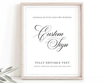 Wedding Sign Bundle Template, Classic Calligraphy & Border, Editable Wedding Table Signs, Printable, Templett INSTANT Download