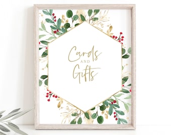 Cards & Gifts Sign Template, Winter Wedding, Editable, Printable, Wedding Cards and Gifts Sign, Christmas Wedding, Templett INSTANT Download